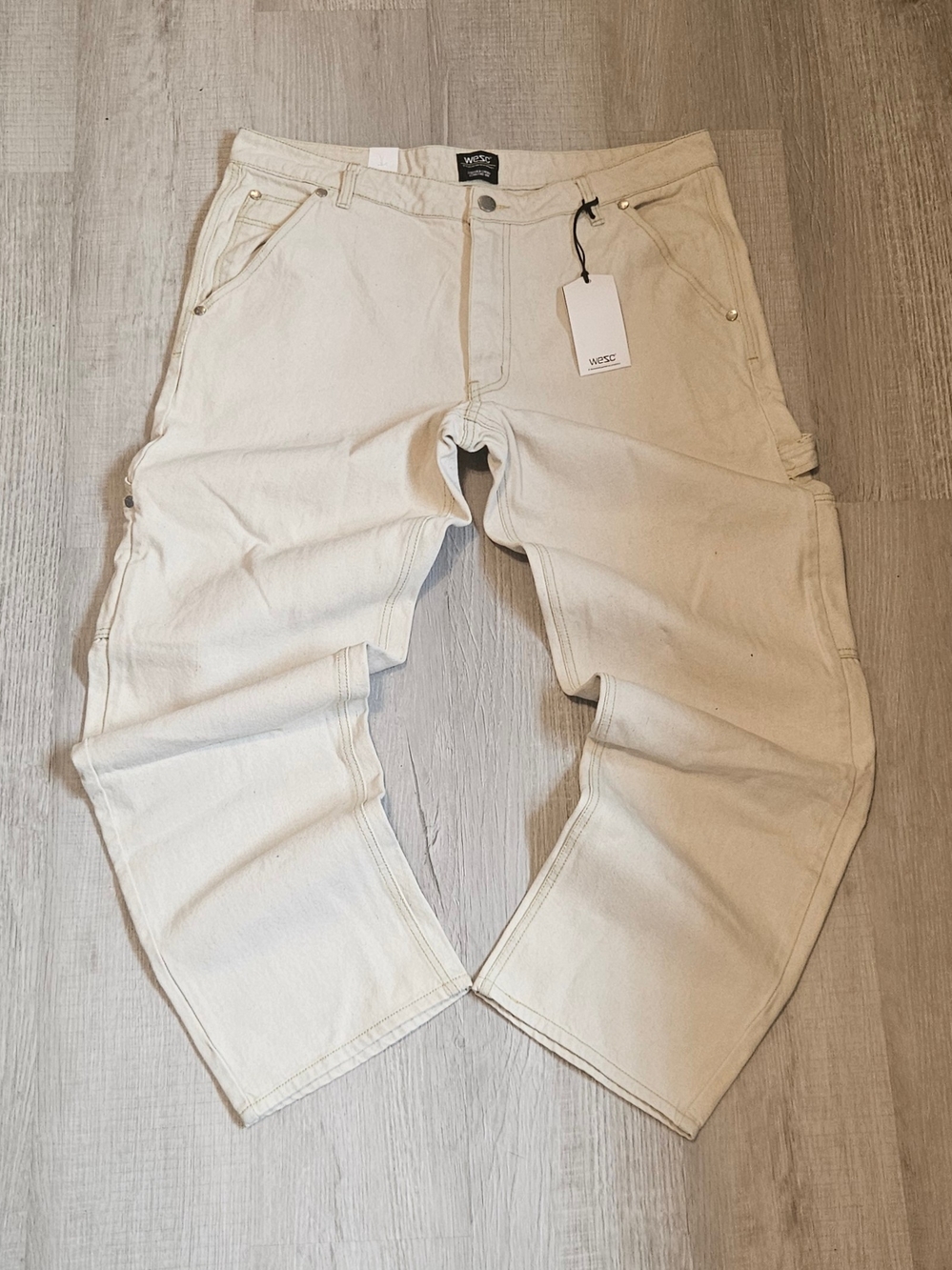 WeSC Unisex Bleached Denim Carpenter Pants 36x32 – New with Tags